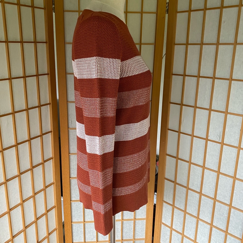Market & Spruce Striped Weave Rust Sweater SZ M - Picture 5 of 13